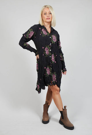 Origihell Crinkled Shirt Dress in Kaviar Black