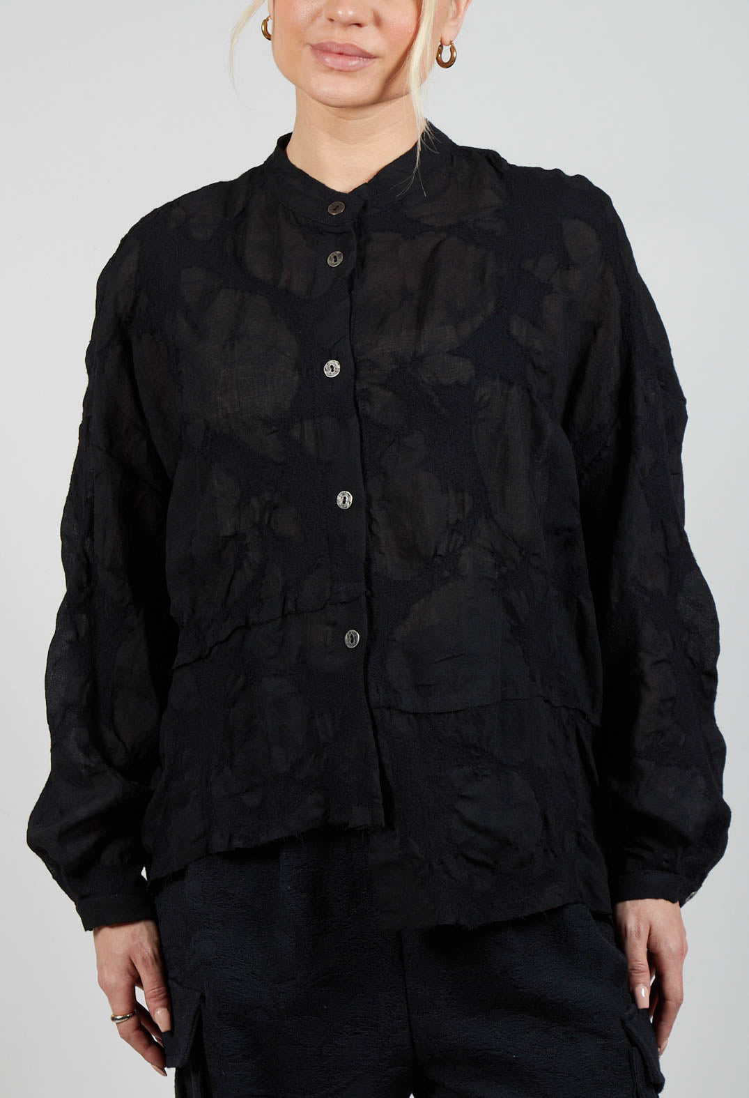 Over Shirt in Lana Folata Nero