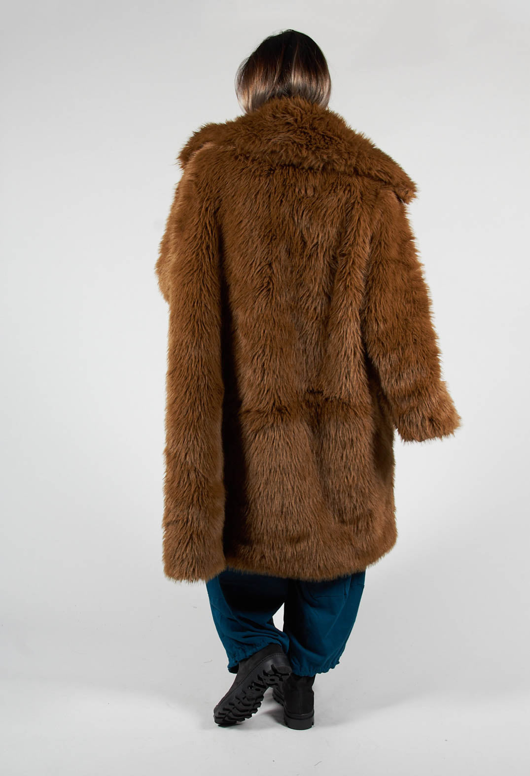 Oversized Faux Fur Coat in Bronze