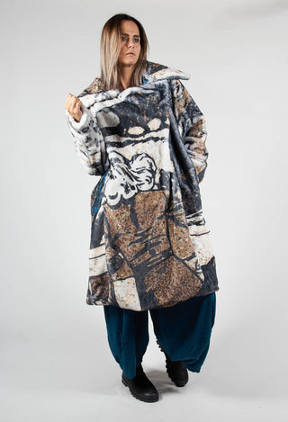 Oversized Faux Fur Coat in Comic Print