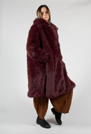 Oversized Faux Fur Coat in Wood