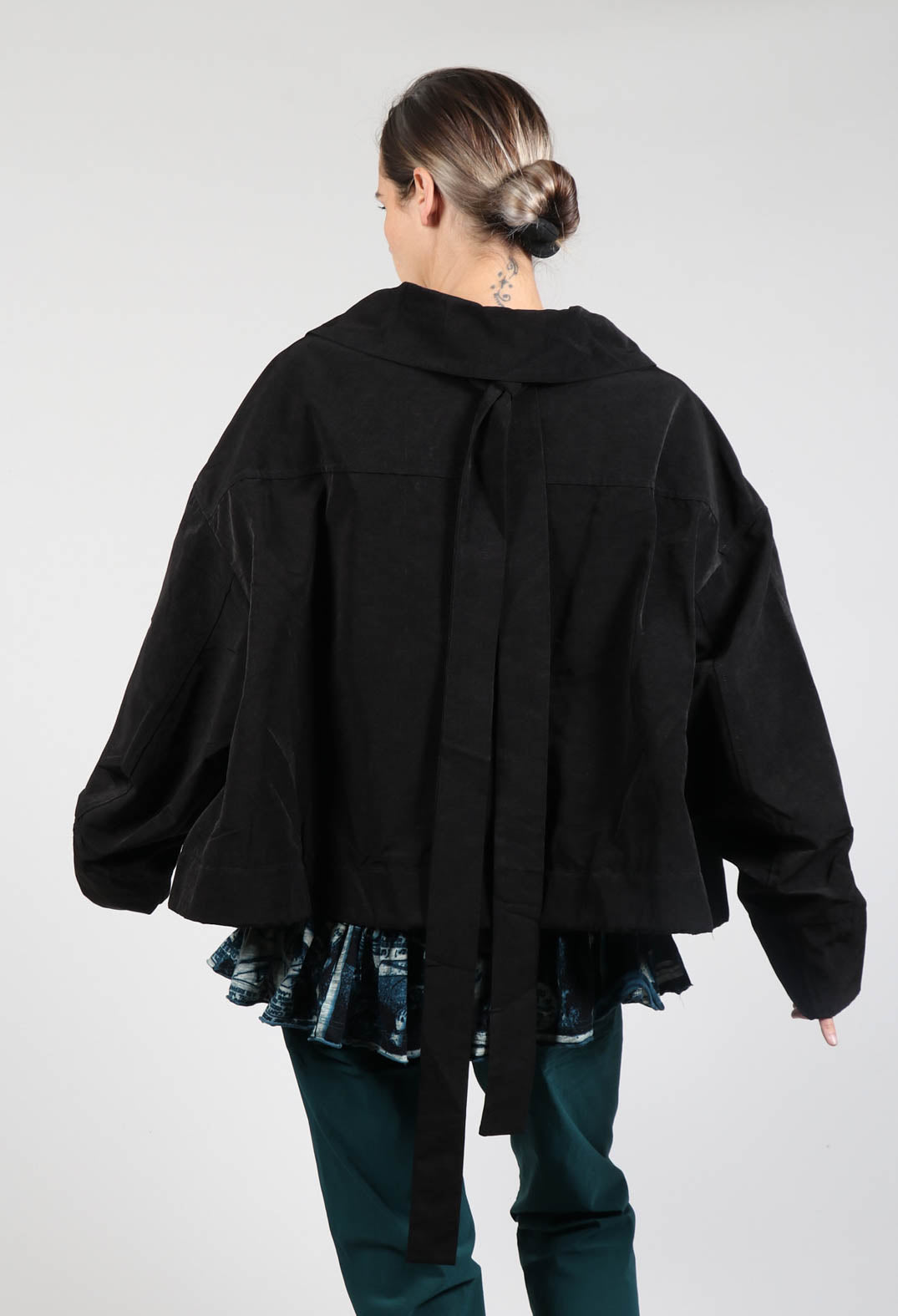 Oversized Jacket with Belt Detail in Black