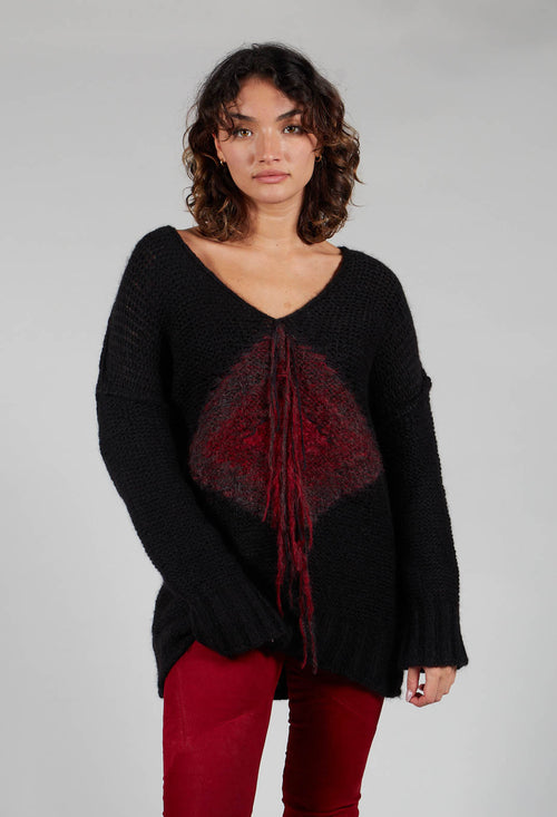 Oversized Jumper with Front Feature in Black