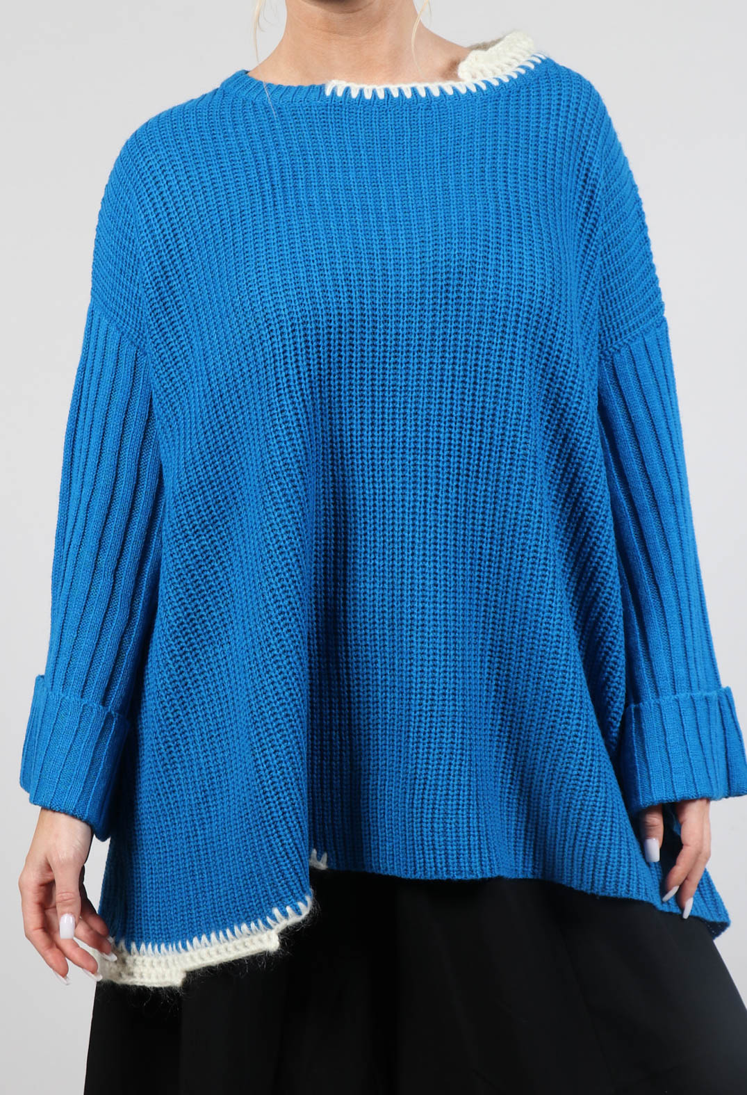 Oversized Knitted Jumper in Blue