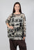 Oversized Long Sleeve Netted Top in Comic Print