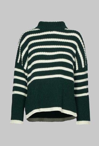 Oversized Pull with Green and Ecru Stripes