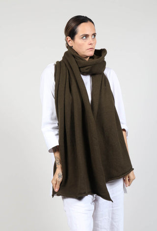 Oversized Raw Hemmed Scarf in Khaki