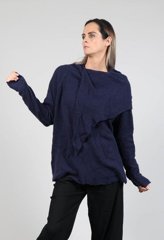 Oversized Sleeved Jumper with Scarf Neck in Grape