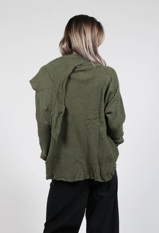 Oversized Sleeved Jumper with Scarf Neck in Olive