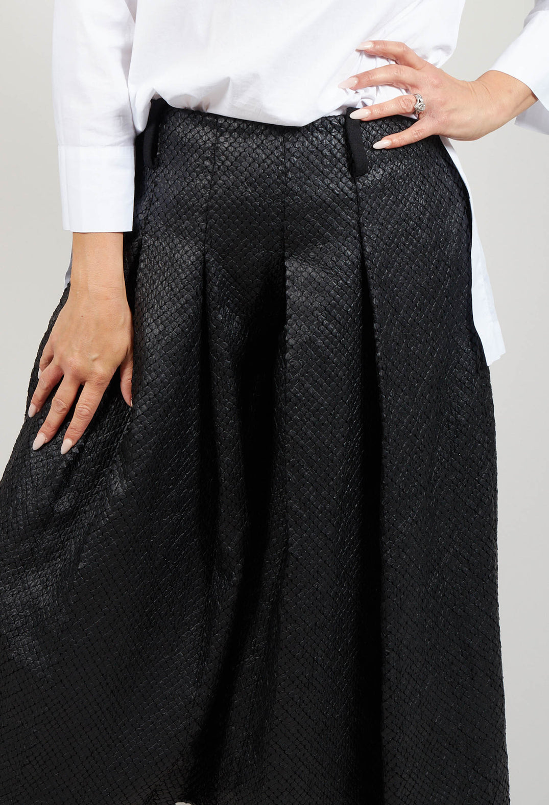 Textured Zip Up Culottes in Black