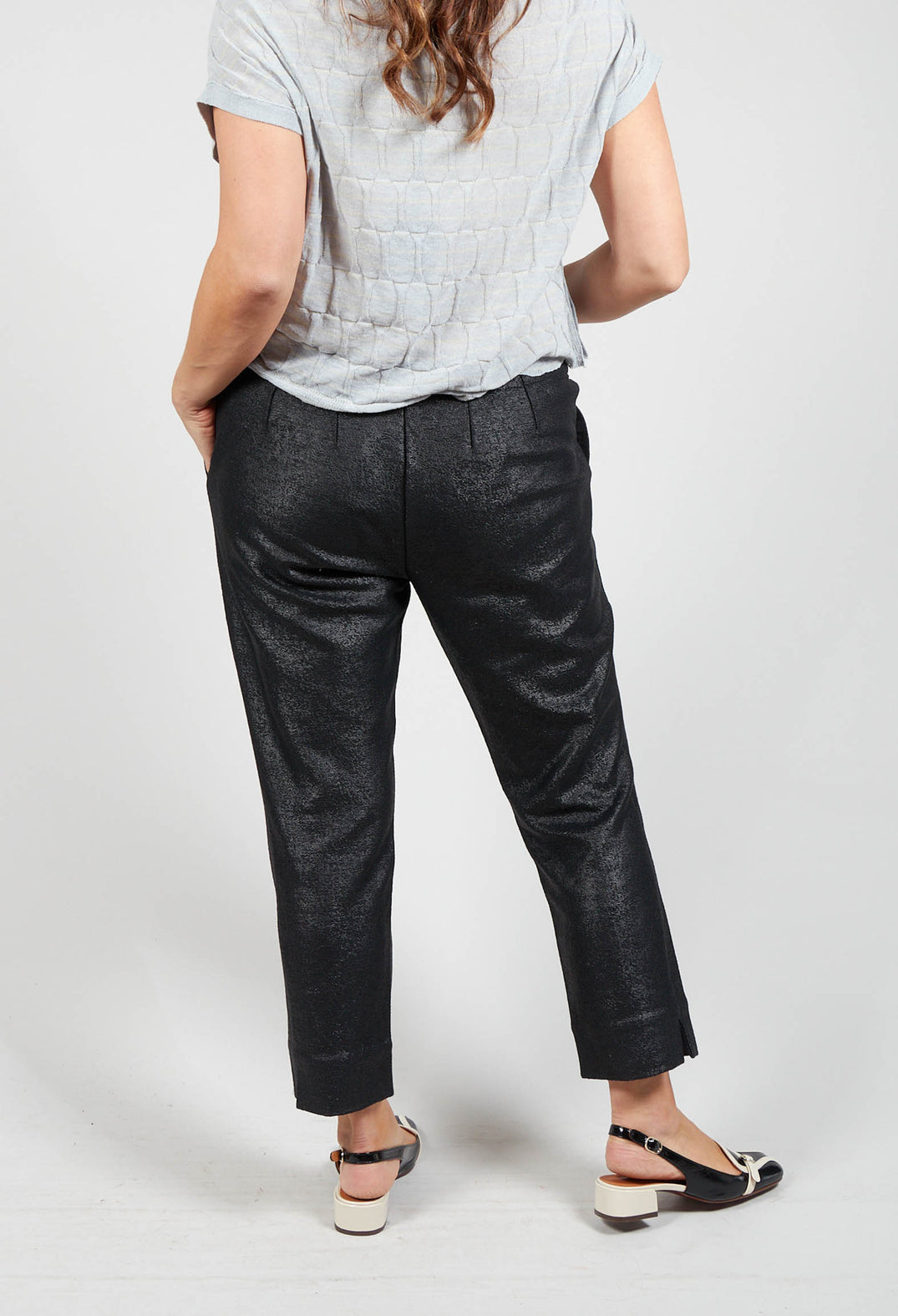 Textured Fitted Trouser in Black