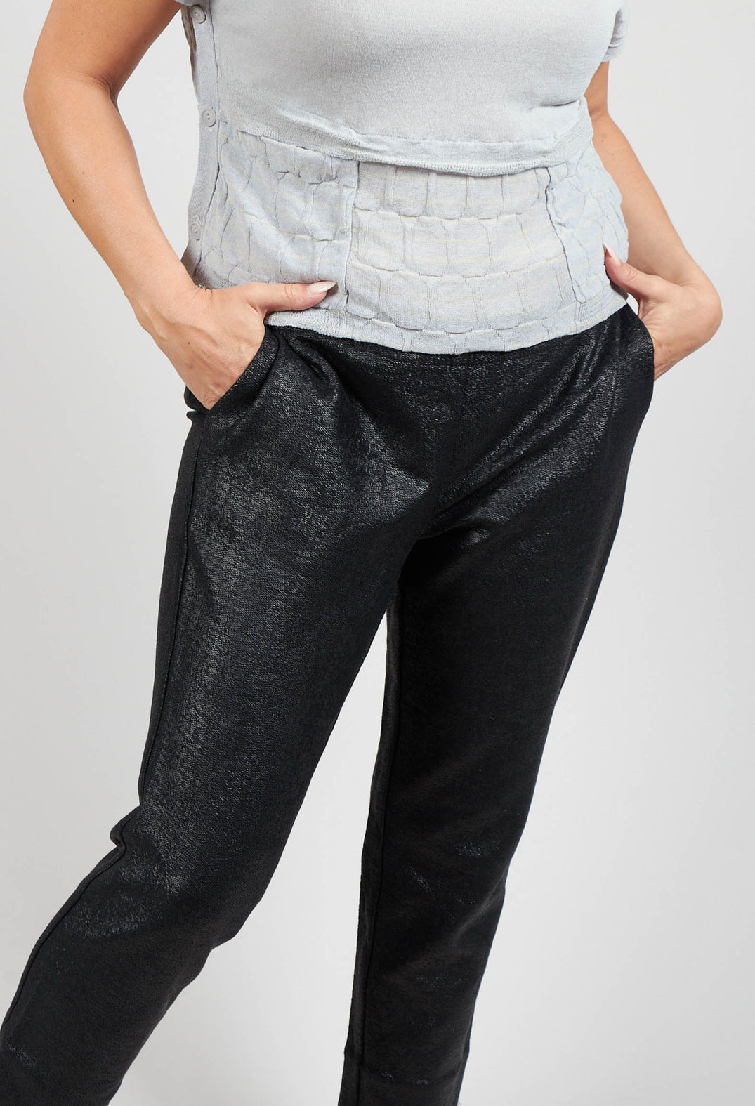 Textured Fitted Trouser in Black