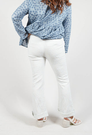 Wide Leg Textured Trousers in Ivory