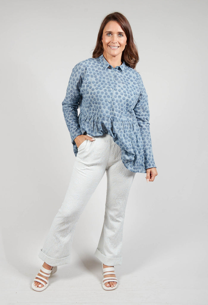 Wide Leg Textured Trousers in Ivory