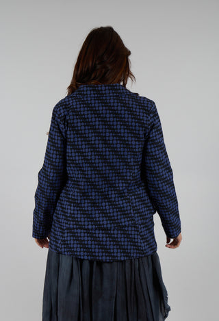 Spotty Jacquard Short Jacket with Button Front in Blueberry