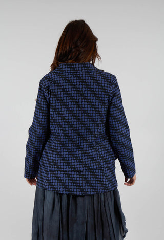 Spotty Jacquard Short Jacket with Button Front in Blueberry