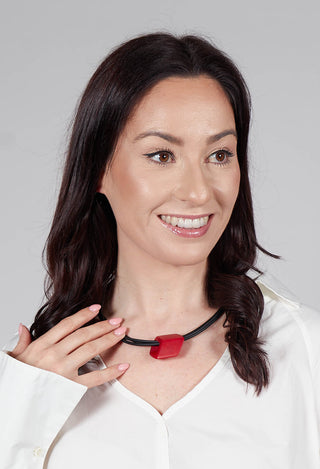 PVC Choker with Resin Square Bead in Black Red