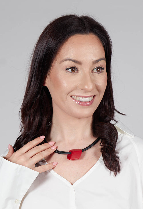 PVC Choker with Resin Square Bead in Black Red