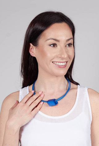 PVC Choker with Resin Square Bead in Blue