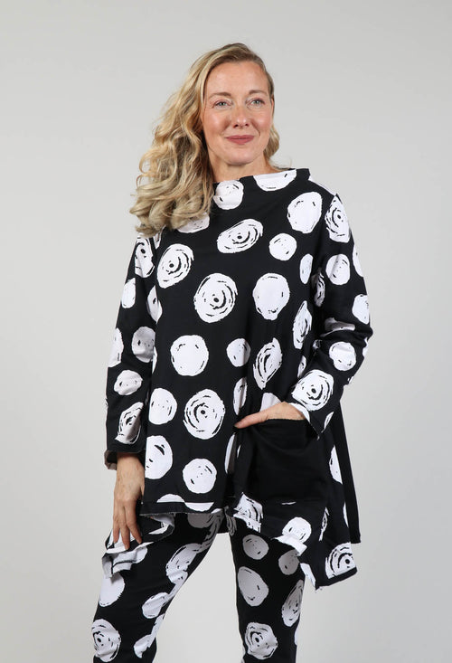 Paint Polka Dot Print Top in Black