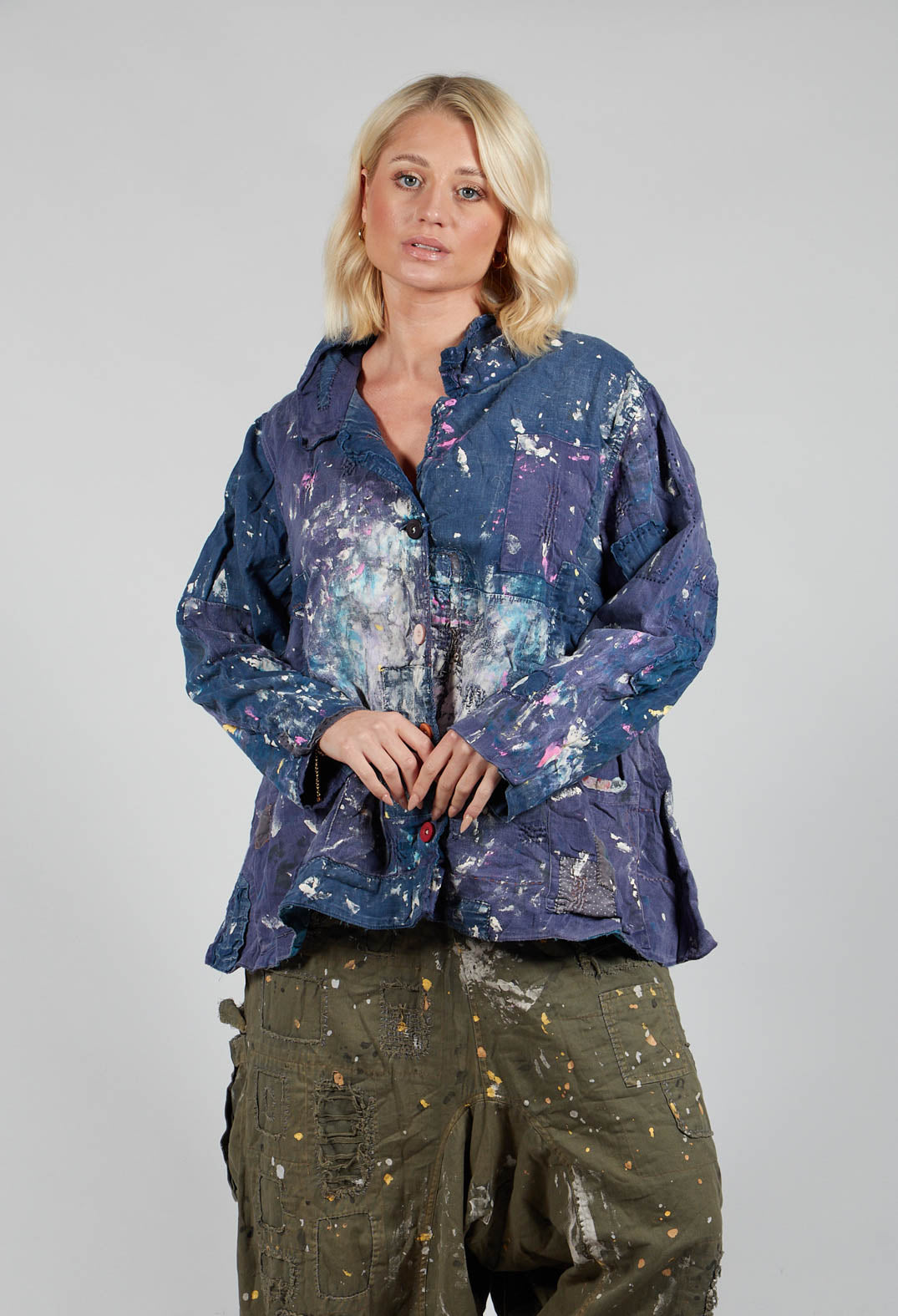 Paint Splatter Crop Tancy Coat in Workwear