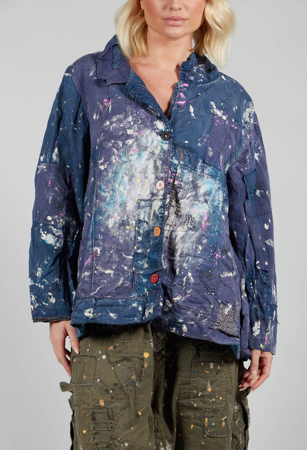 Paint Splatter Crop Tancy Coat in Workwear