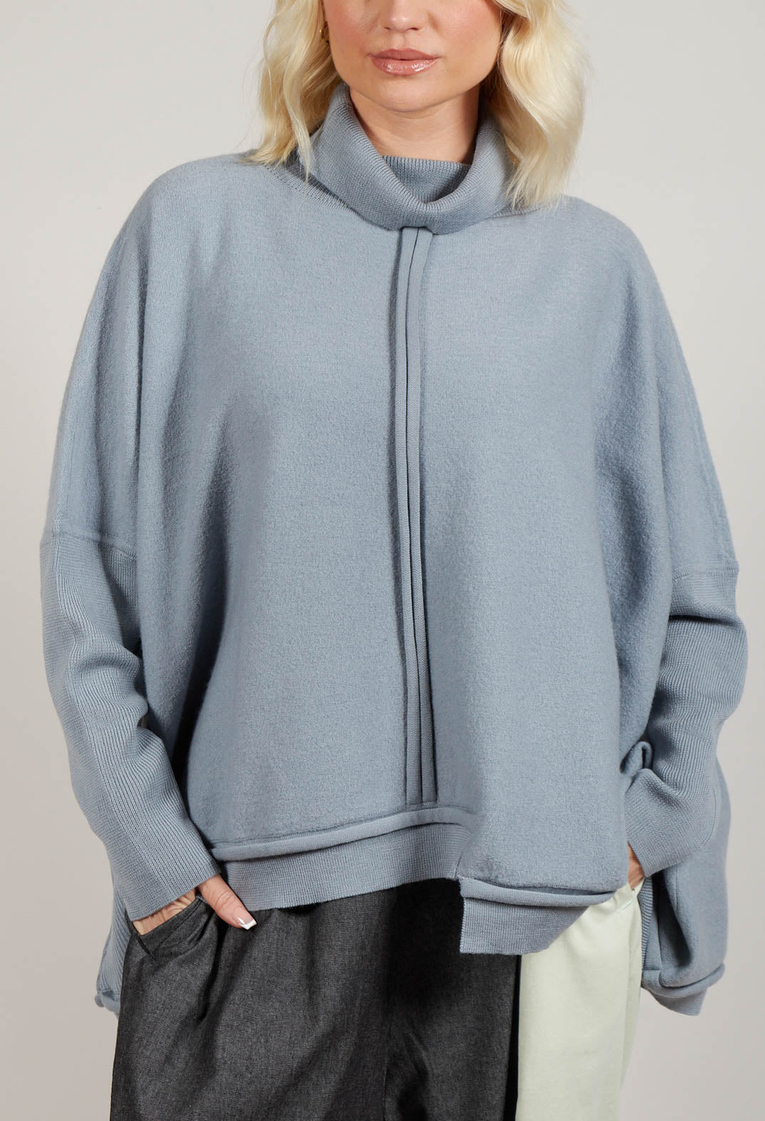 Panelled Knit Jumper in Grey