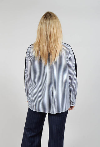 Panelled Stripe Shirt in Nero and Off White