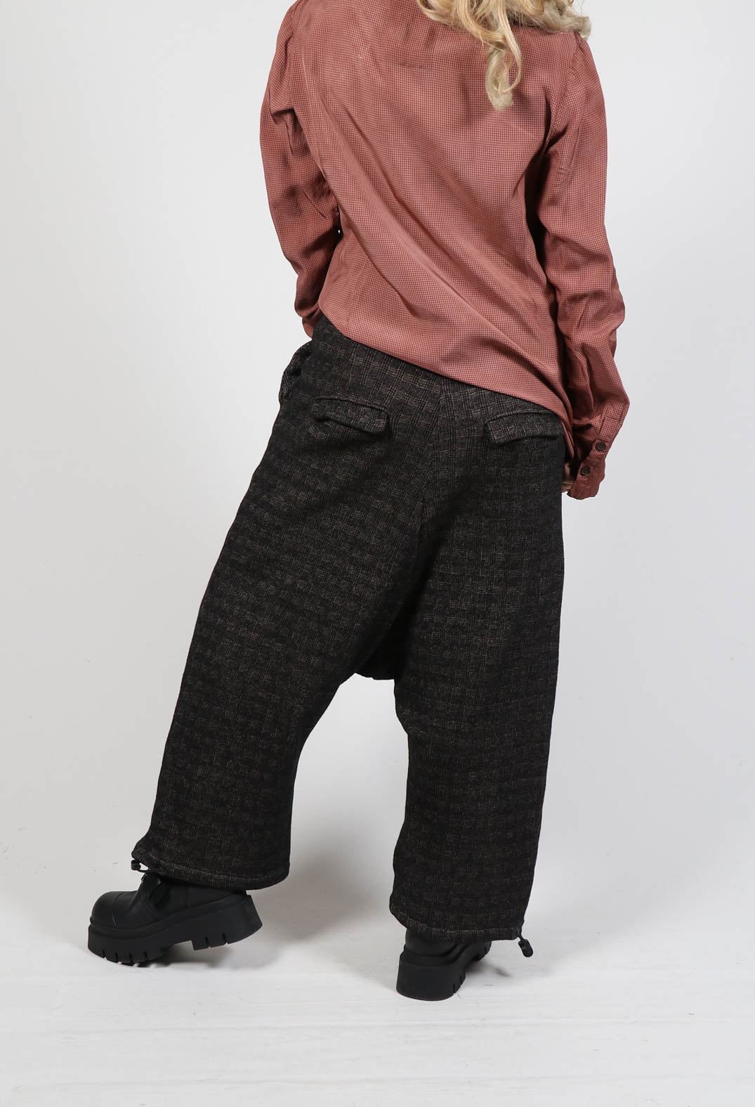 Patch Pocket Trousers in Espresso Check