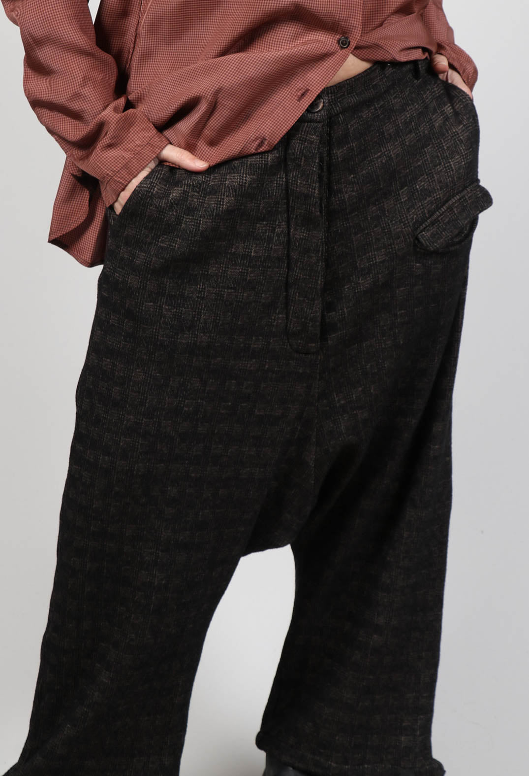 Patch Pocket Trousers in Espresso Check