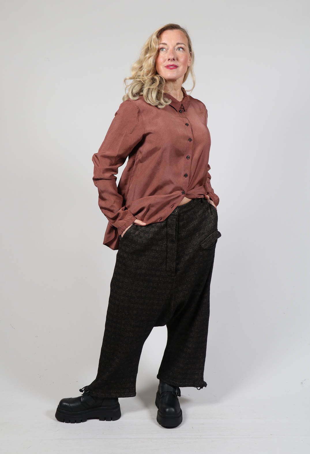 Patch Pocket Trousers in Espresso Check