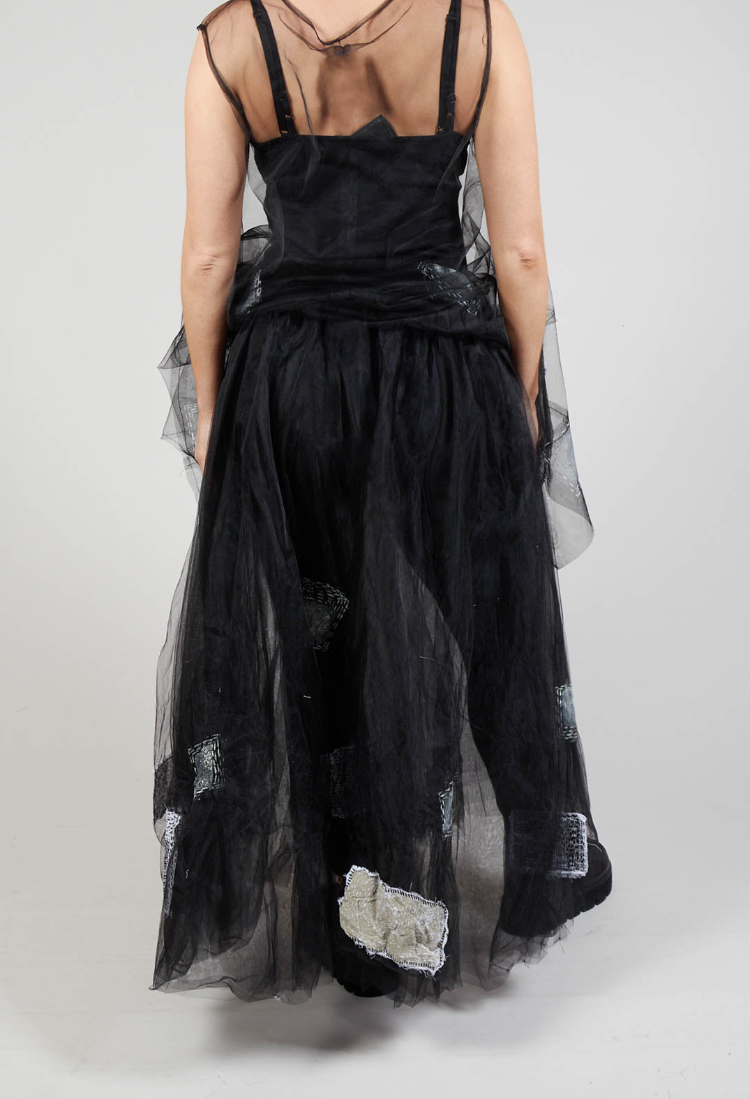 Patch Print Tulle Skirt in Black