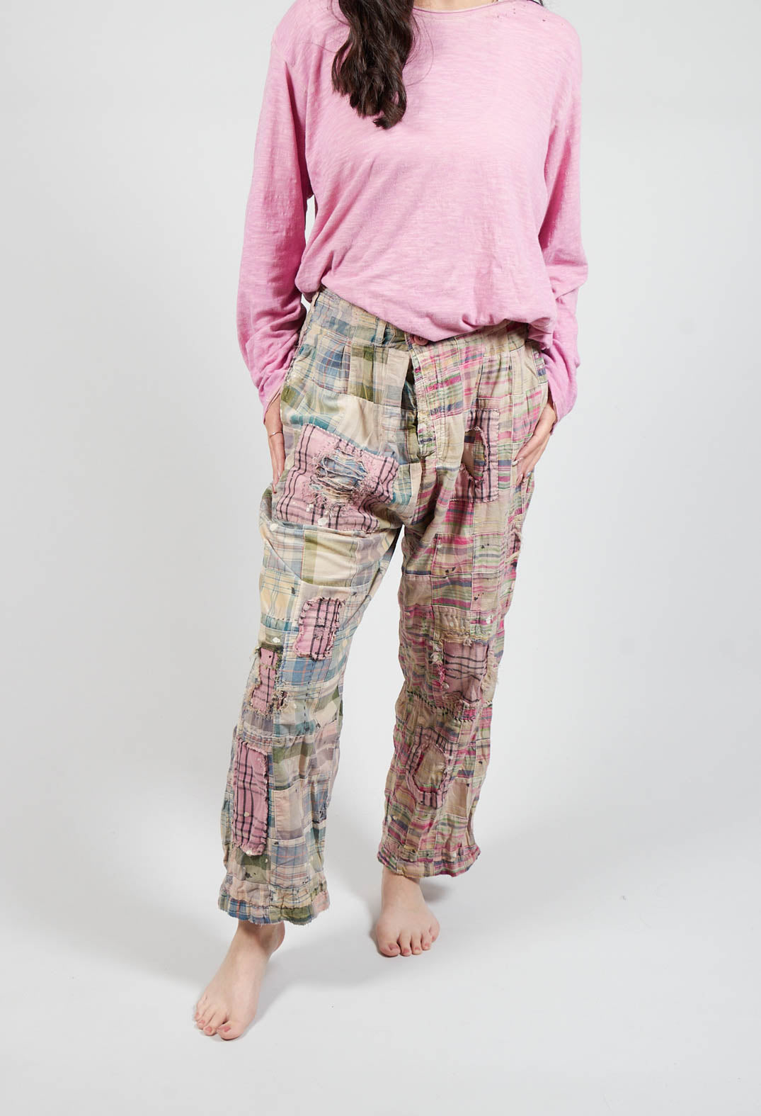 Patchwork Charmie Trousers in Madras Pink