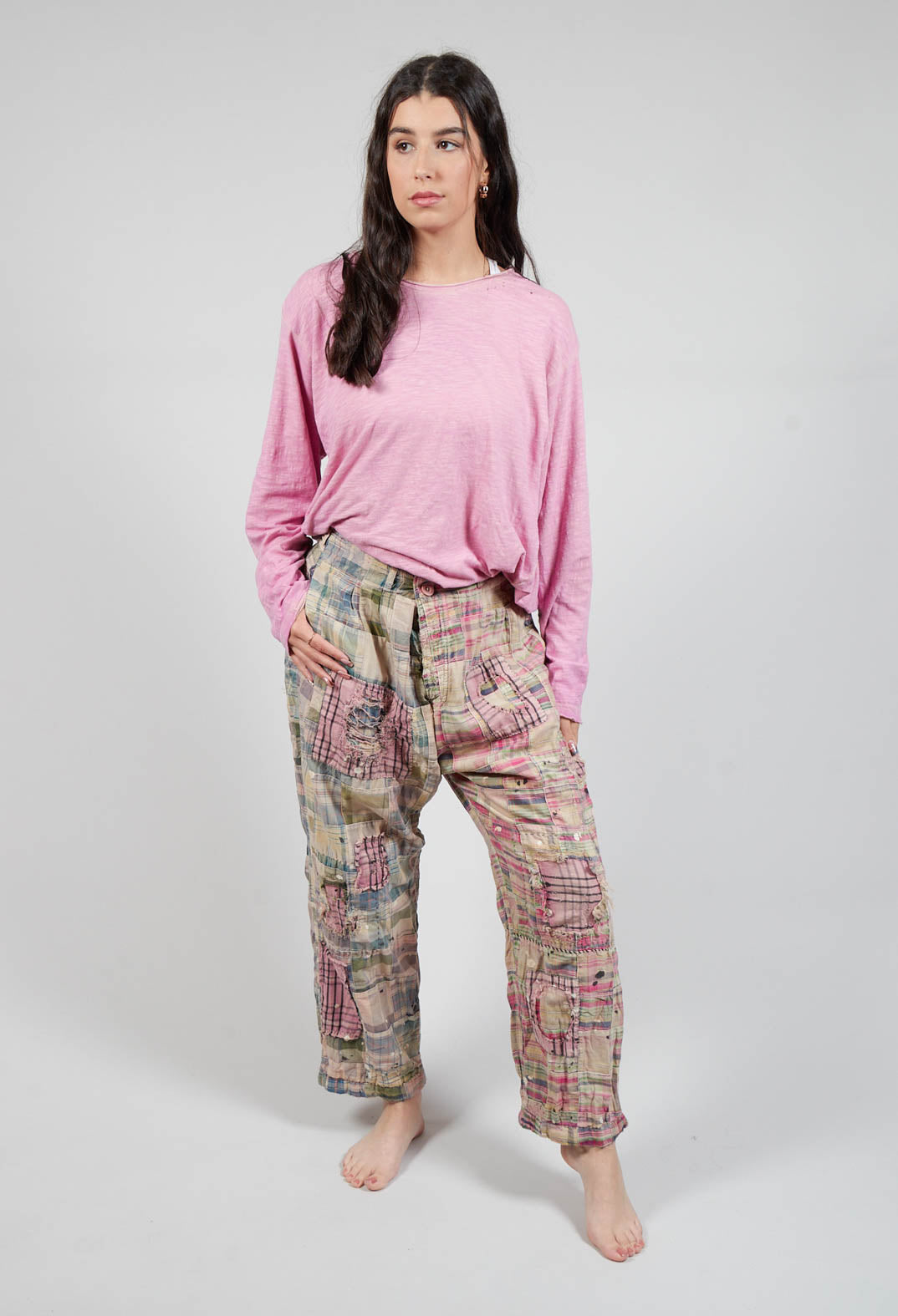 Patchwork Charmie Trousers in Madras Pink