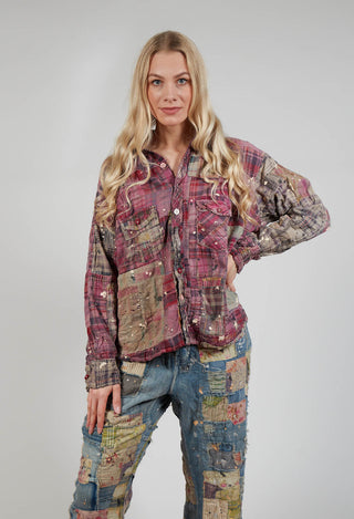 Patchwork Kelly Western Shirt in Madras Pink