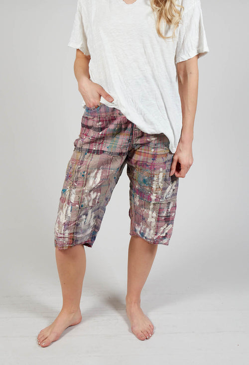 Patchwork Miner Shorts in Madras Pink