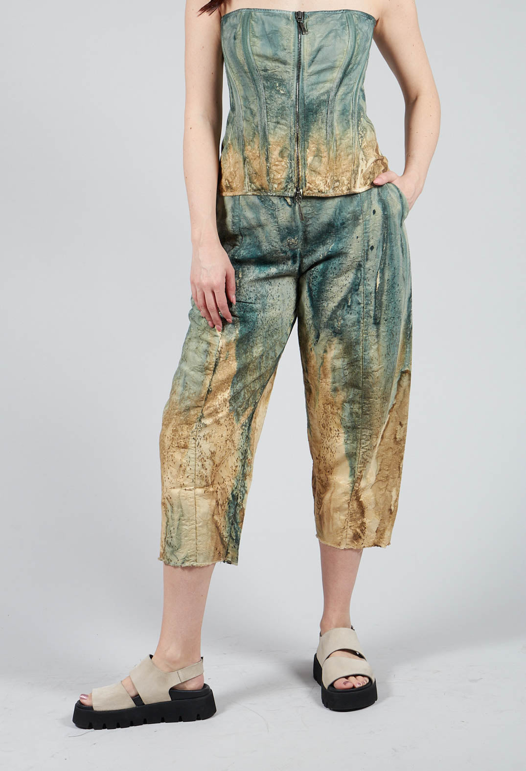 Pattern Trousers in Petrol and Tea