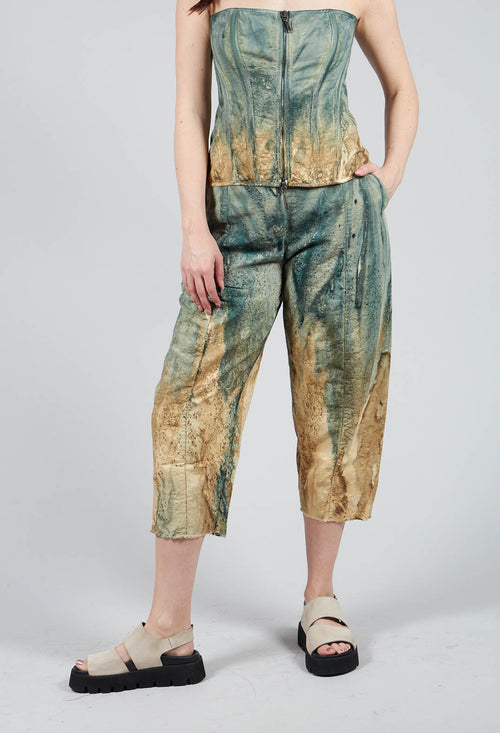 Pattern Trousers in Petrol and Tea