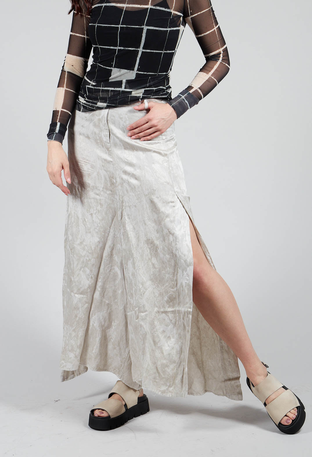 Patterned Split Trousers in Silver