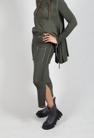Pencil Skirt with Multiple Pockets in Olive