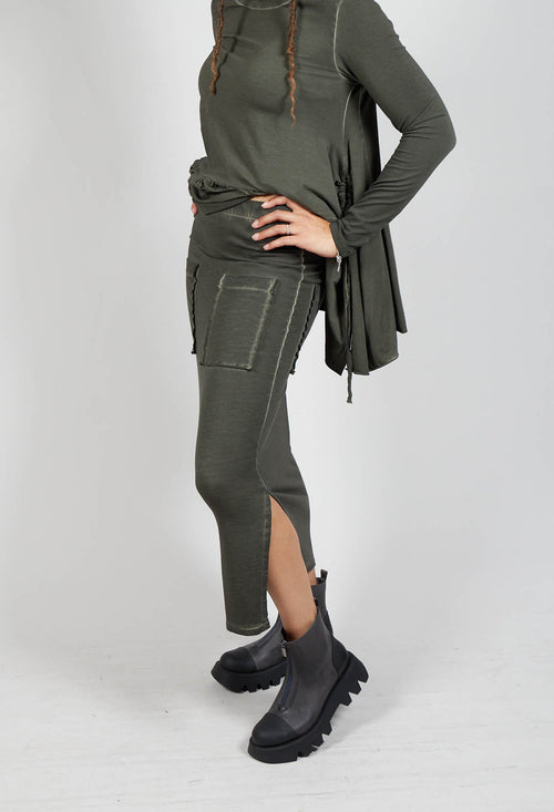 Pencil Skirt with Multiple Pockets in Olive