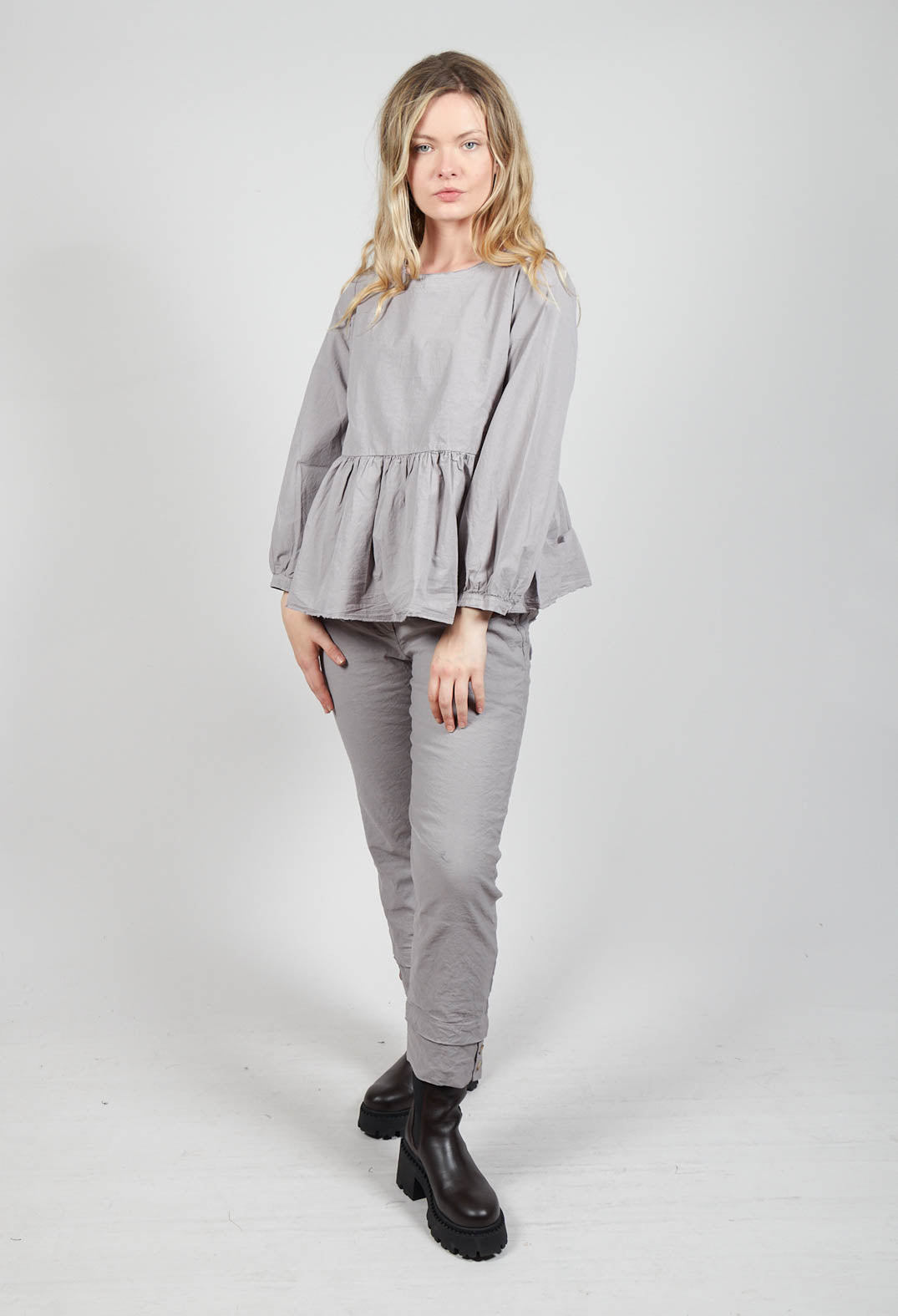 Peplum Style Shirt in Taupe