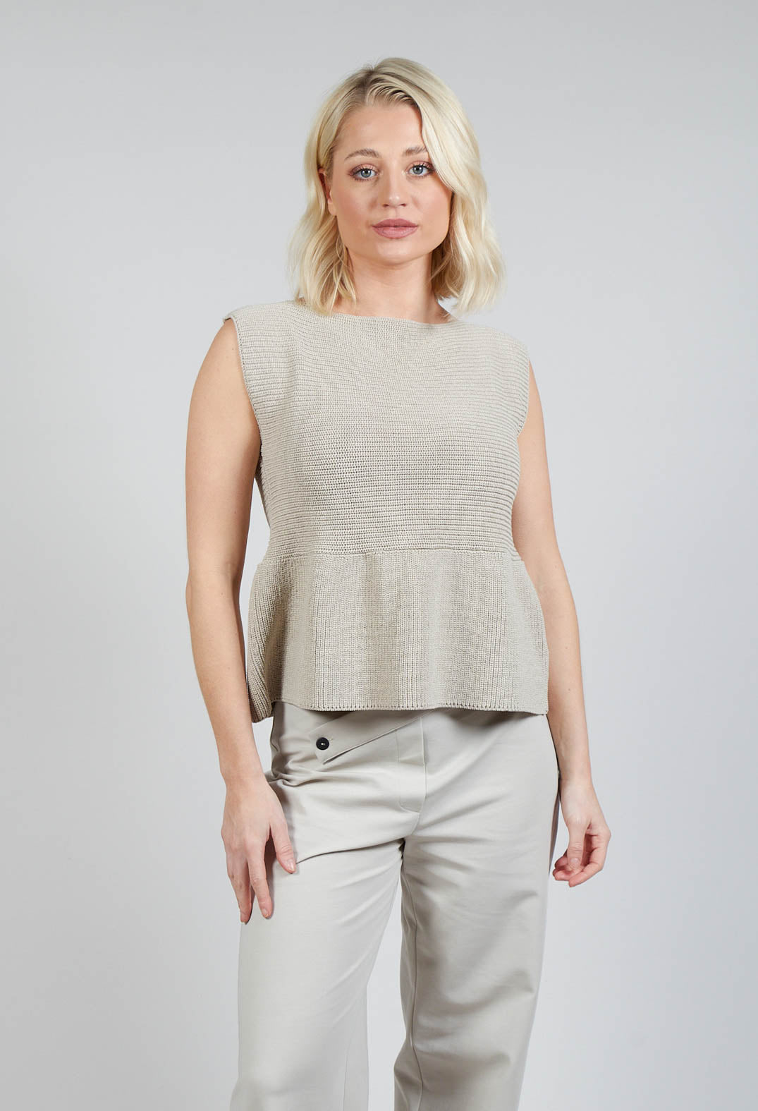 Peplum Sweater Vest in Mastic