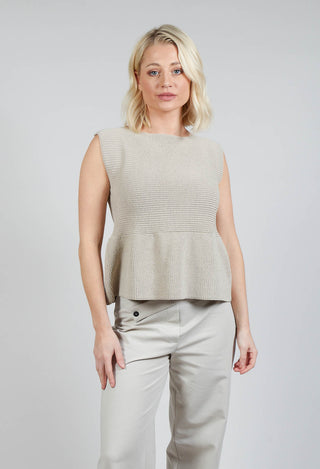 Peplum Sweater Vest in Mastic