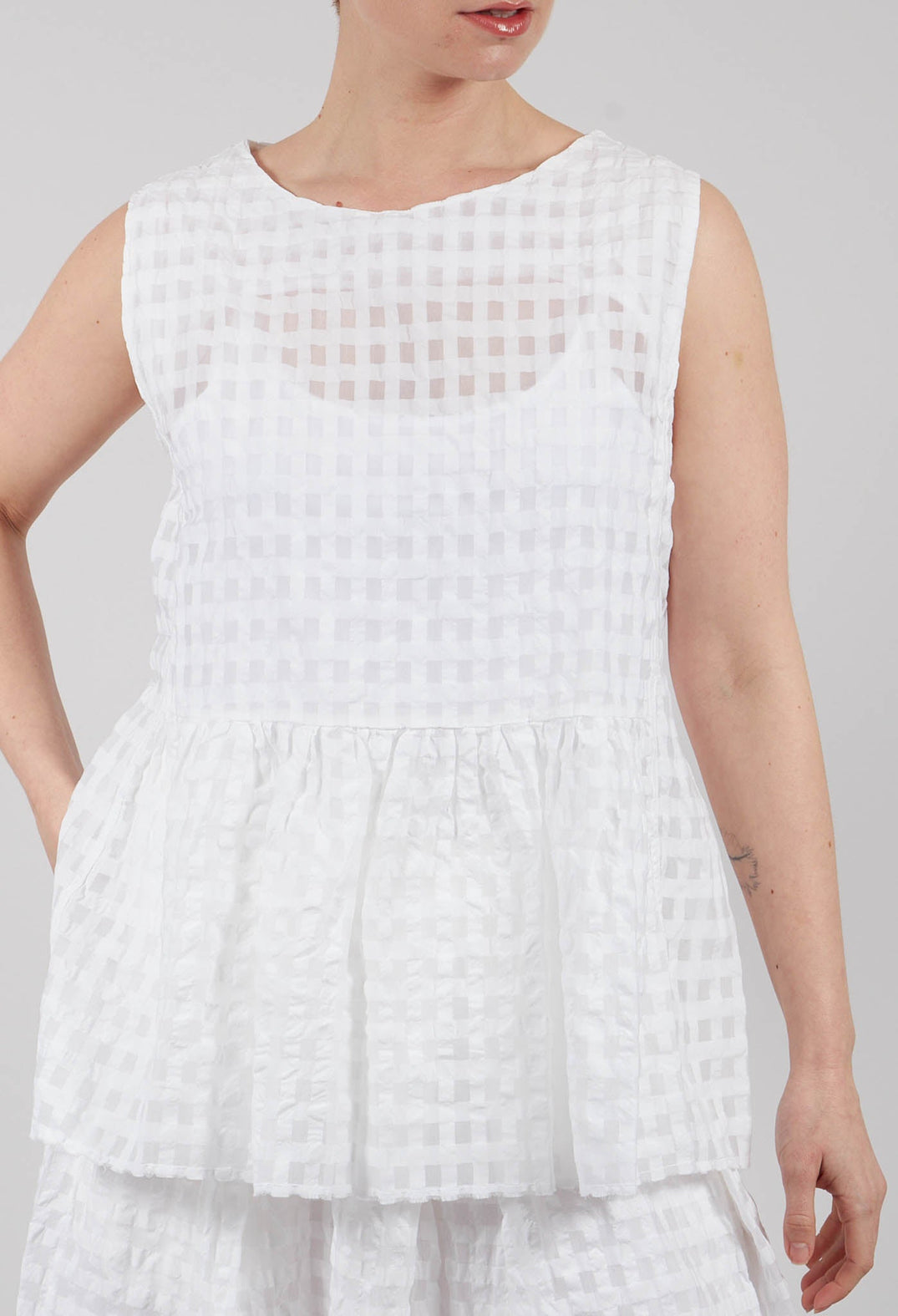 Peplum Vest Top in White