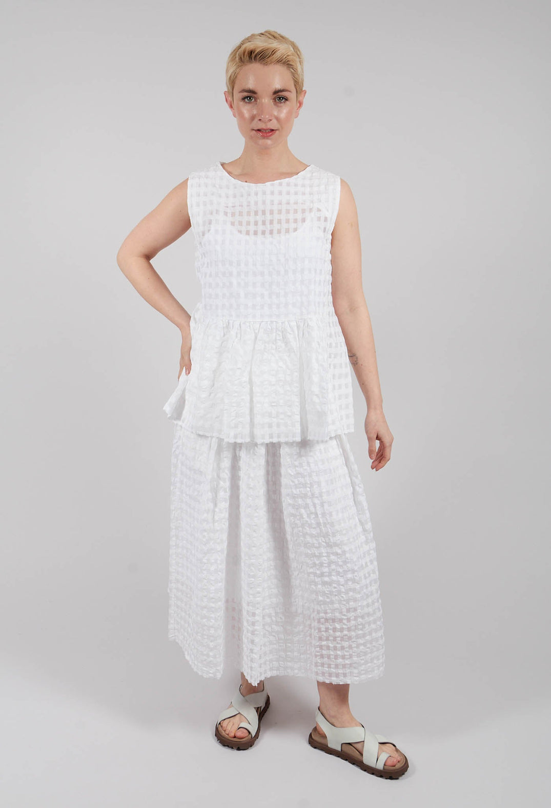 Peplum Vest Top in White