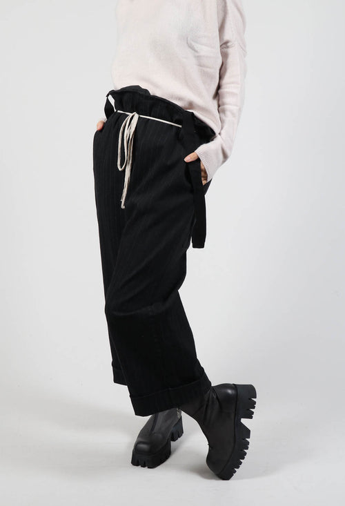 Pinstripe Trousers + Braces in Black