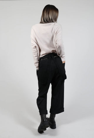 Pinstripe Trousers + Braces in Black