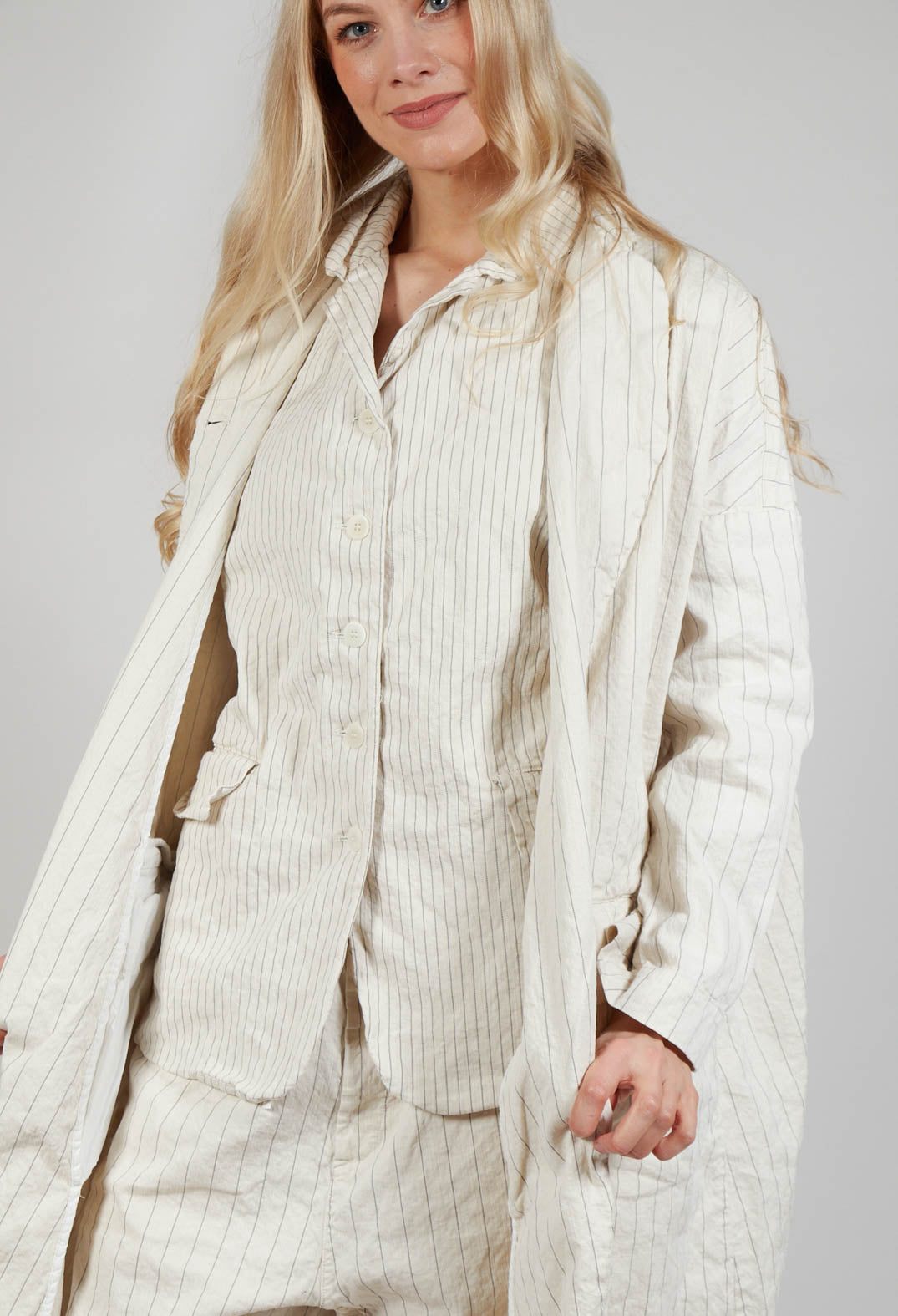 Pinstriped Coat in Natural