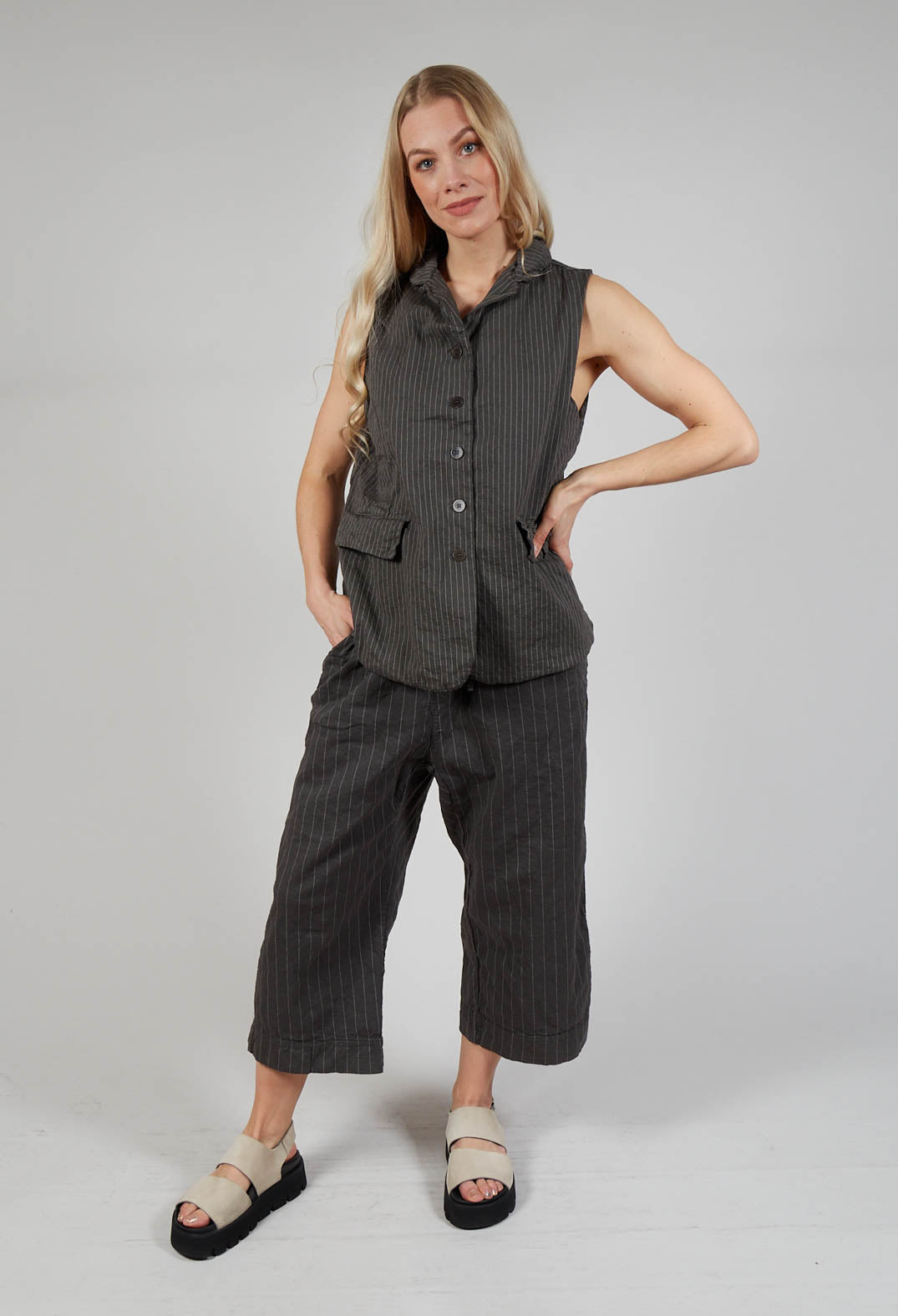 Pinstriped W&S Trousers in Antracite